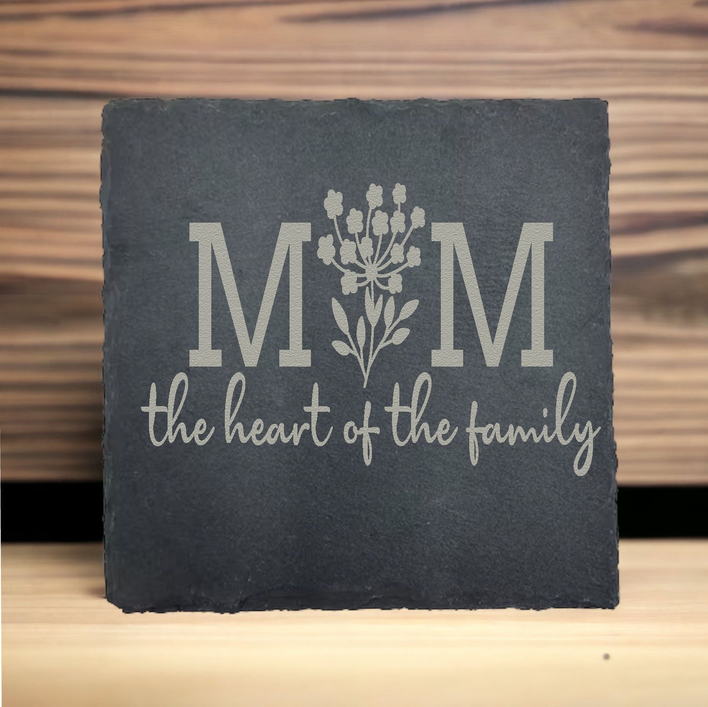 Mom the Heart of the Family Slate Coaster