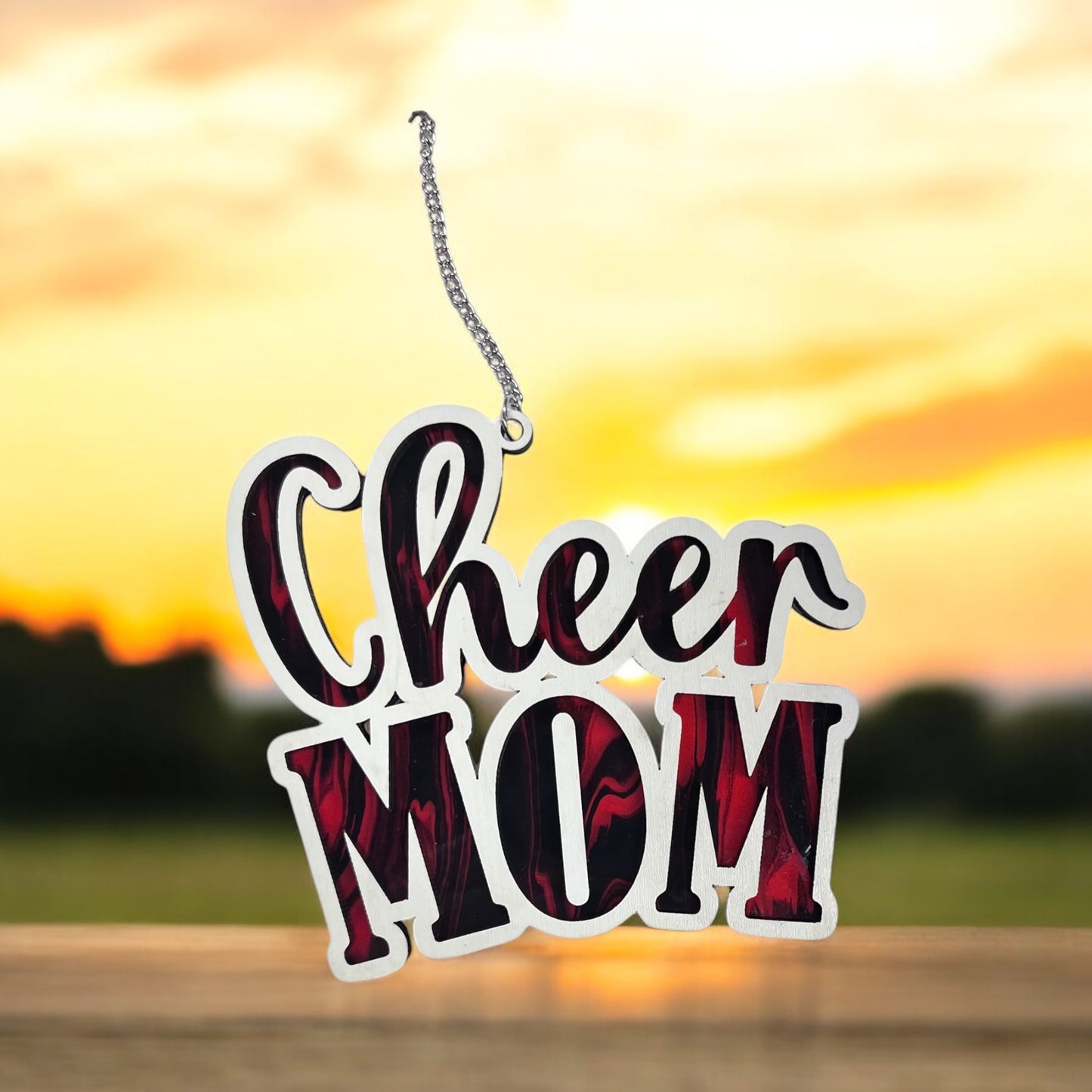 Cheer Mom Suncatcher - Black & Red Core