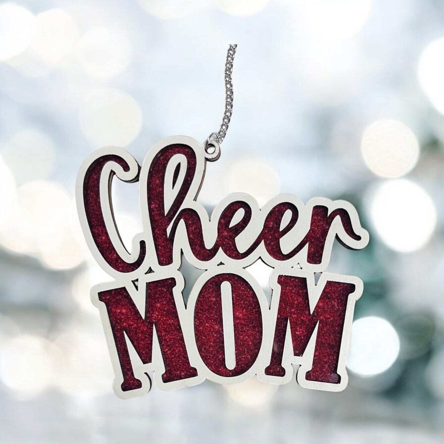 Cheer Mom Suncatcher - Glitter Red Core