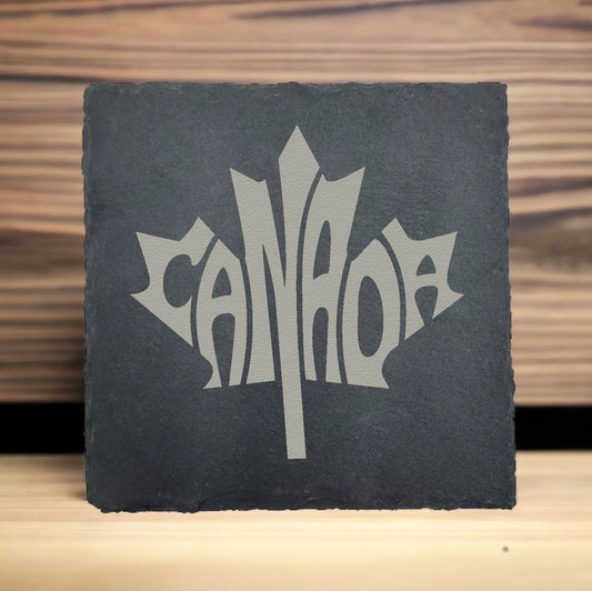 Canada Word Heart Slate Coaster
