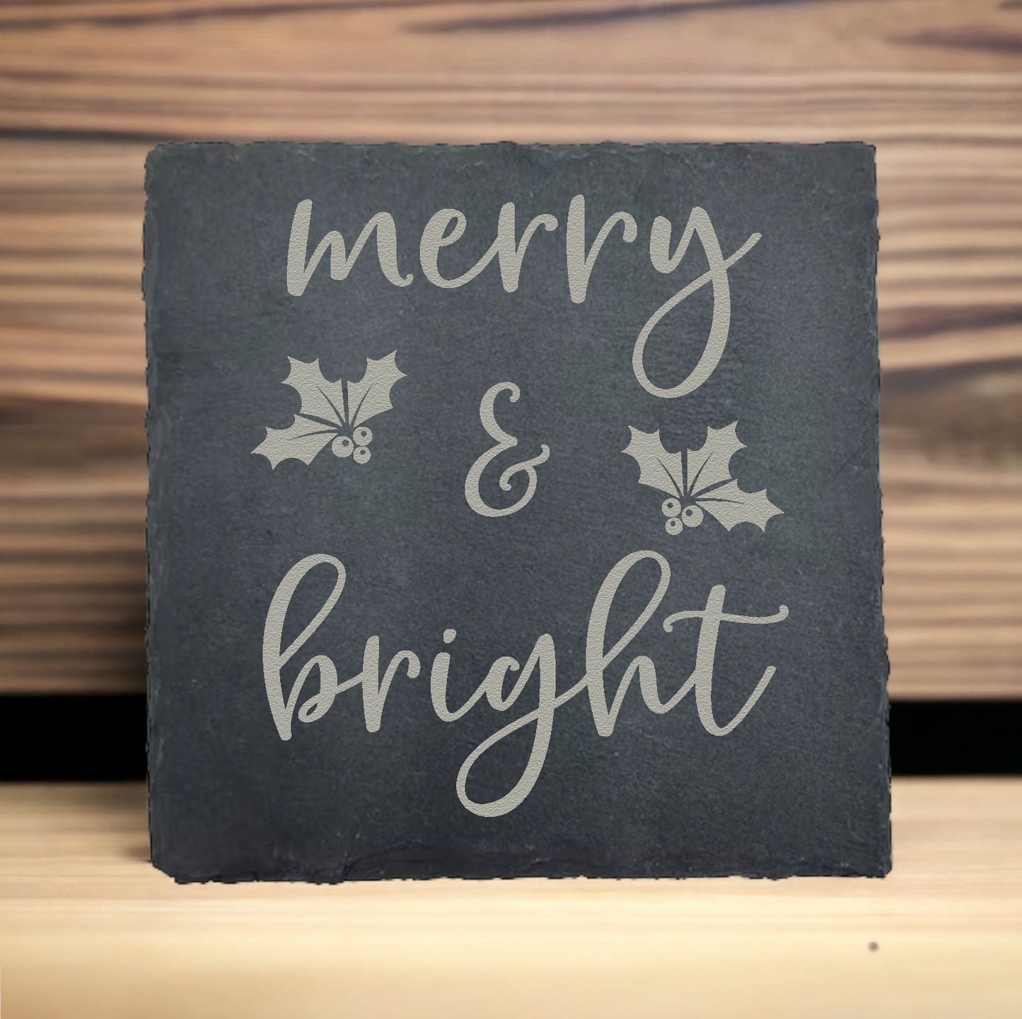 Merry & Bright Slate Coaster