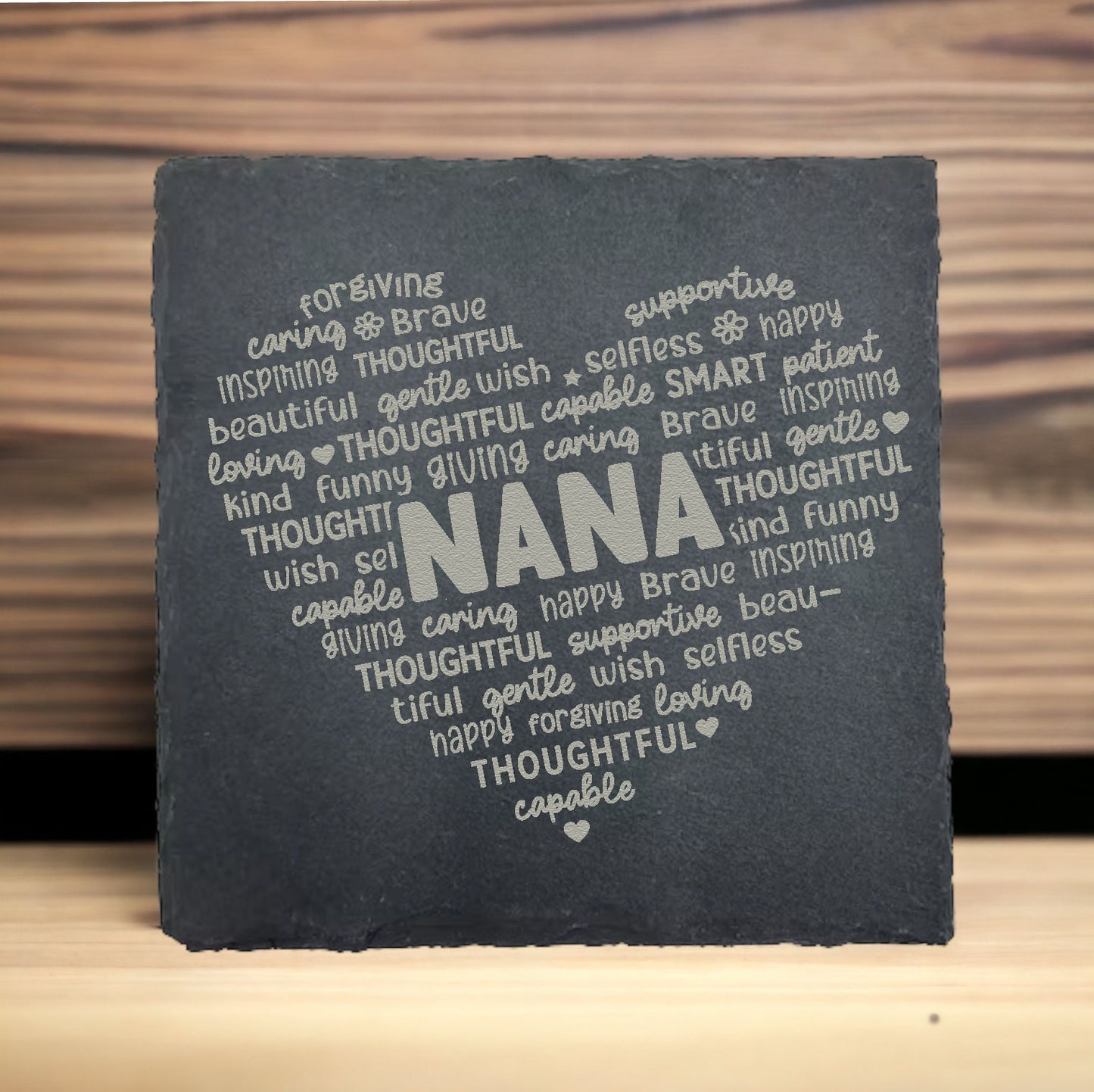 Nana Word Heart Slate Coaster